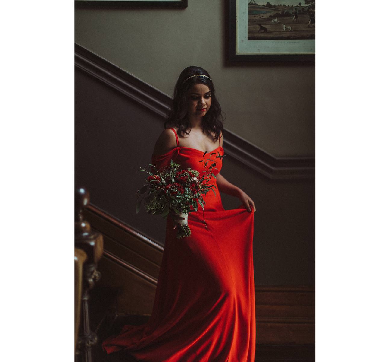 Red wedding dress - ballyvolane house wedding 